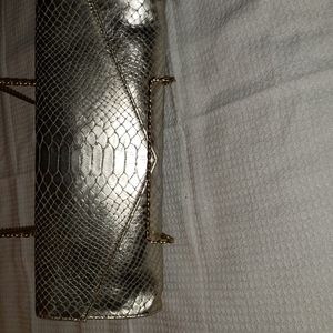 Via Spiga metallic silver clutch